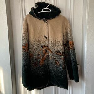 Soft Fall Leaves Coat Hooded Dark Green Neutral size medium.